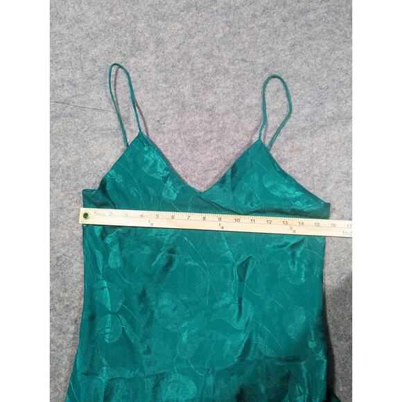 Vintage Victoria's Secret Green Silky Floral Slip Dress Sz Medium Flowy Lingerie - Picture 4 of 6
